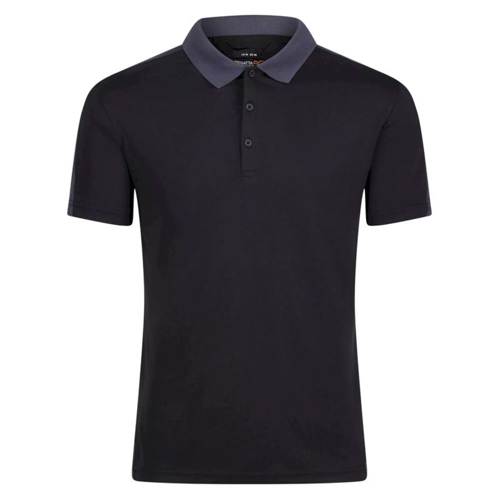 Regatta Contrast Coolweave Pique Polo Shirt / Black/Seal Grey